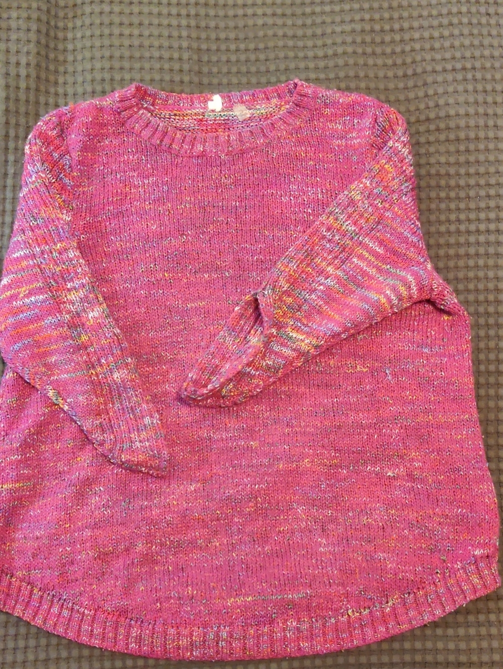 Women's Pink Marled Crewneck Sweater